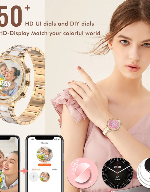 Load image into Gallery viewer, Women&#39;S Smart Watch Calling Watch Android Smart Watch with Call, Text and Camera Smart Watch for Android Devices, Gold
