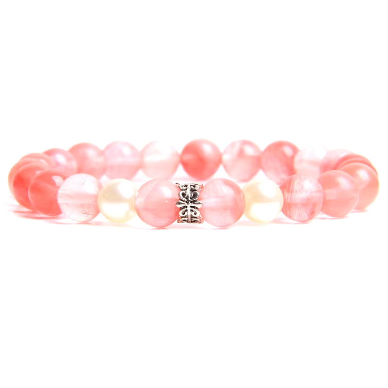 Women Girl Rose Pink Crystal Beads Bracelet for Ladies Natural Pink Rhodochrosite Rhodonite Stone Beads Bracelet Jewelry Gifts
