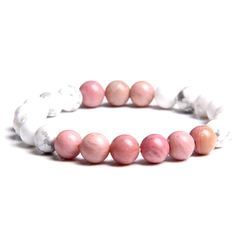 Women Girl Rose Pink Crystal Beads Bracelet for Ladies Natural Pink Rhodochrosite Rhodonite Stone Beads Bracelet Jewelry Gifts