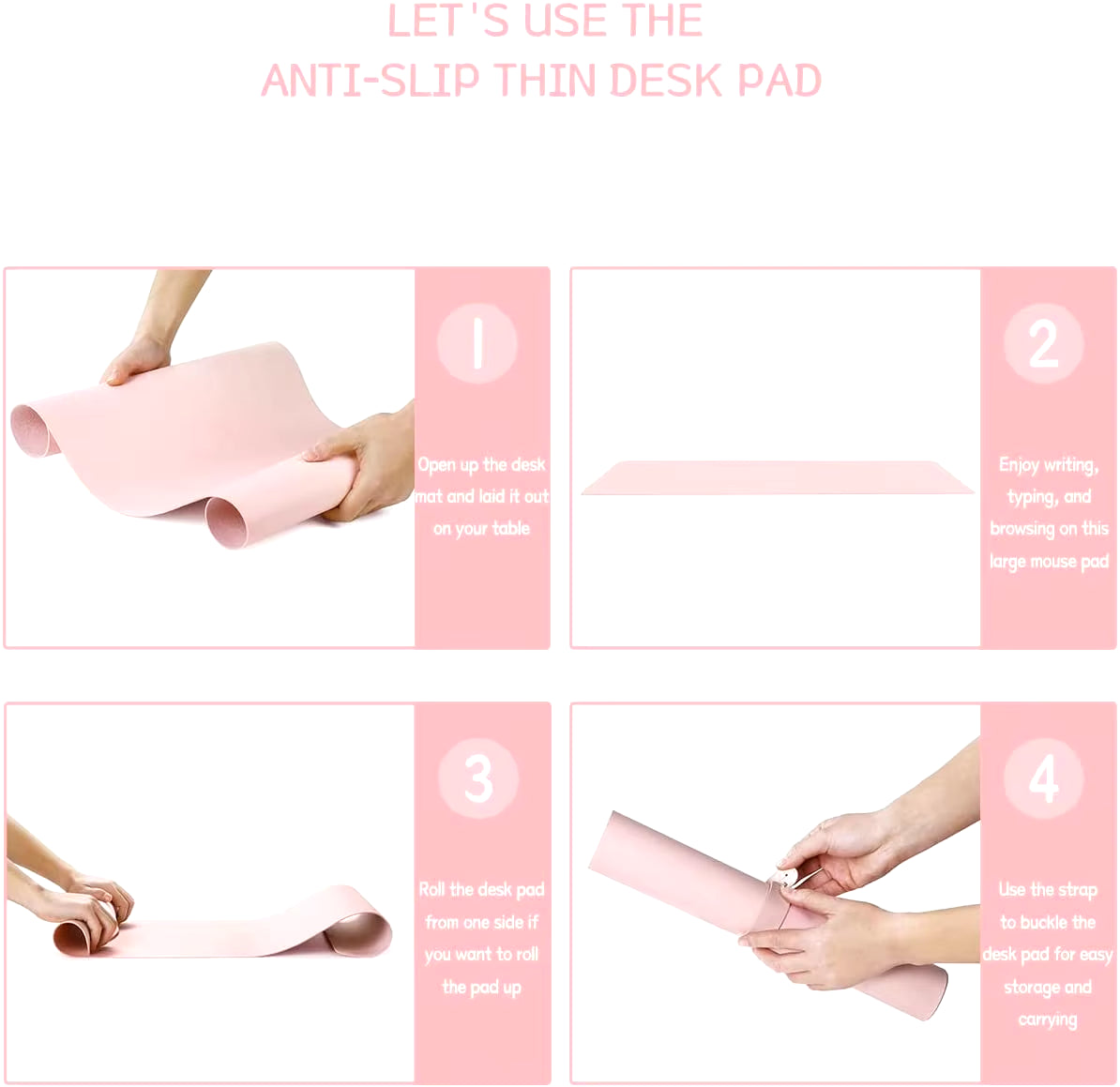 Desk Mat Waterproof PVC Mouse Pad Leather Desk Protective Cover Pink Large Computer Girls Laptop Non-Slip Gaming Keyboard Mats