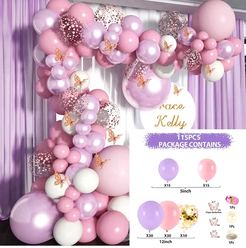 Pink Balloon Garland Arch Kit Wedding Birthday Party Decoration Baby Shower Girl Confetti Latex Pink Balloon Birthday Decor