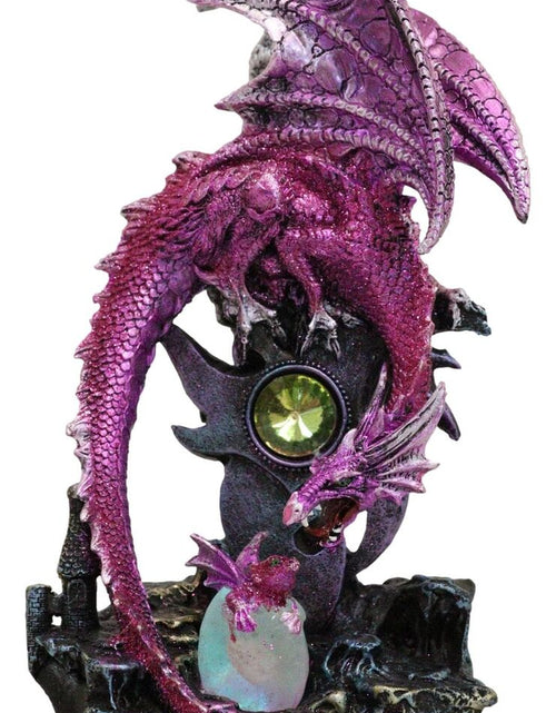 Load image into Gallery viewer, Pink Metallic Dragon Guarding Hatchling Drake Emerging from Acrylic LED Egg
