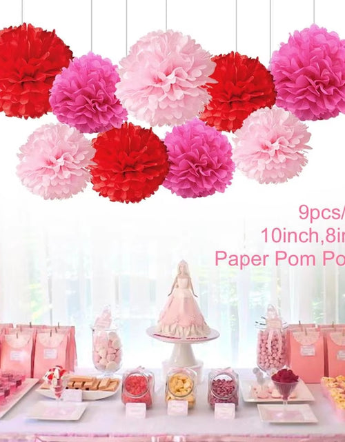 Load image into Gallery viewer, 9Pcs/Set Tissue Paper Pompoms Happy Birthday Decoration Paper Pom Poms Balls Flowers Home Decor for Wedding Party Supplies
