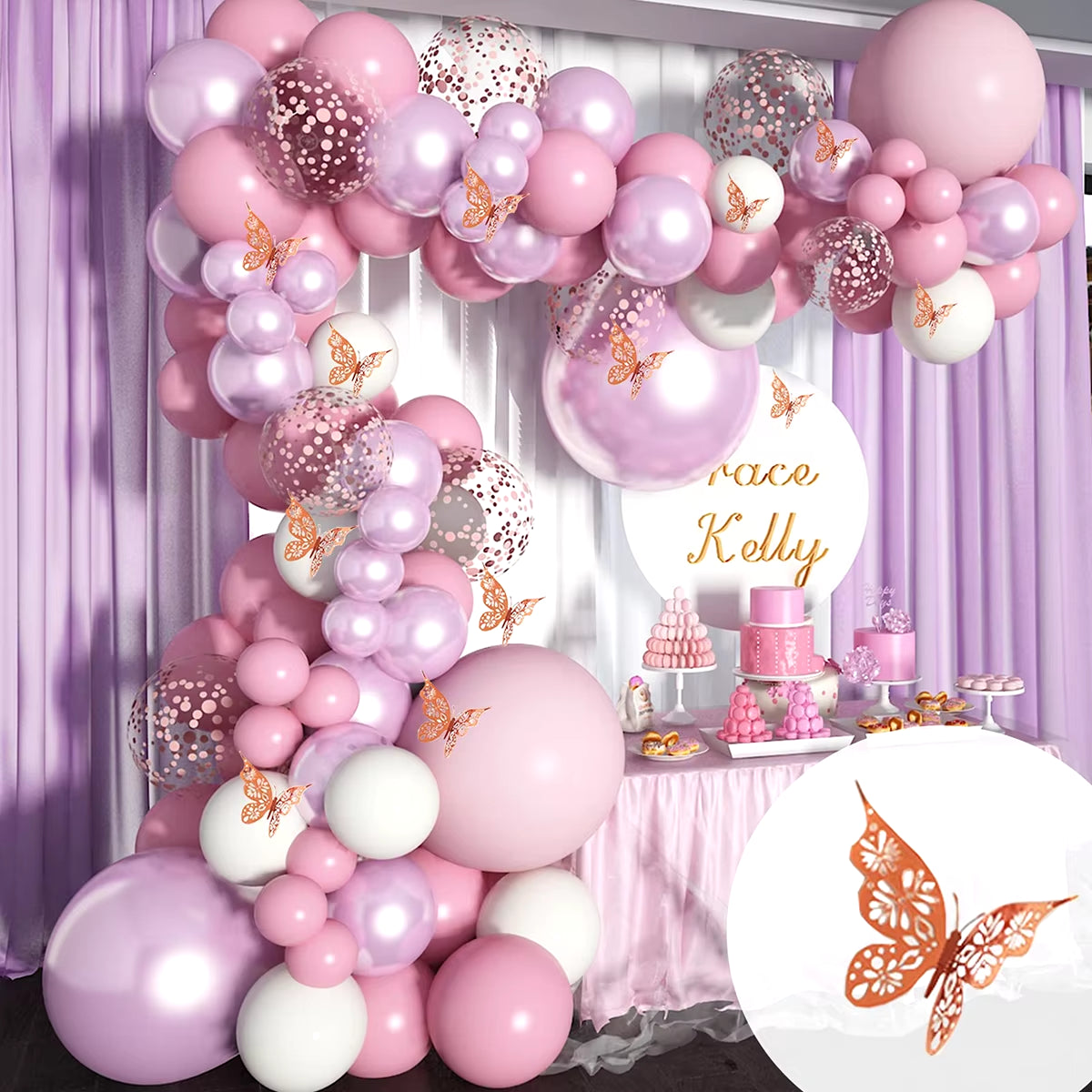 Pink Balloon Garland Arch Kit Wedding Birthday Party Decoration Baby Shower Girl Confetti Latex Pink Balloon Birthday Decor