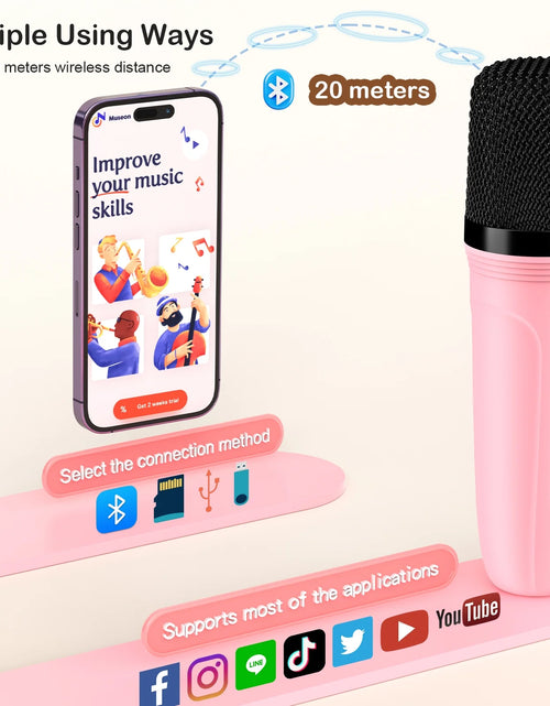 Load image into Gallery viewer, Mini Karaoke Machine for Kids, Kids Bluetooth Speaker with 2 Microphones, Home Party Karaoke System with RGB Light, Mini Boombox for Birthday &amp; Christmas Gifts, D22-T
