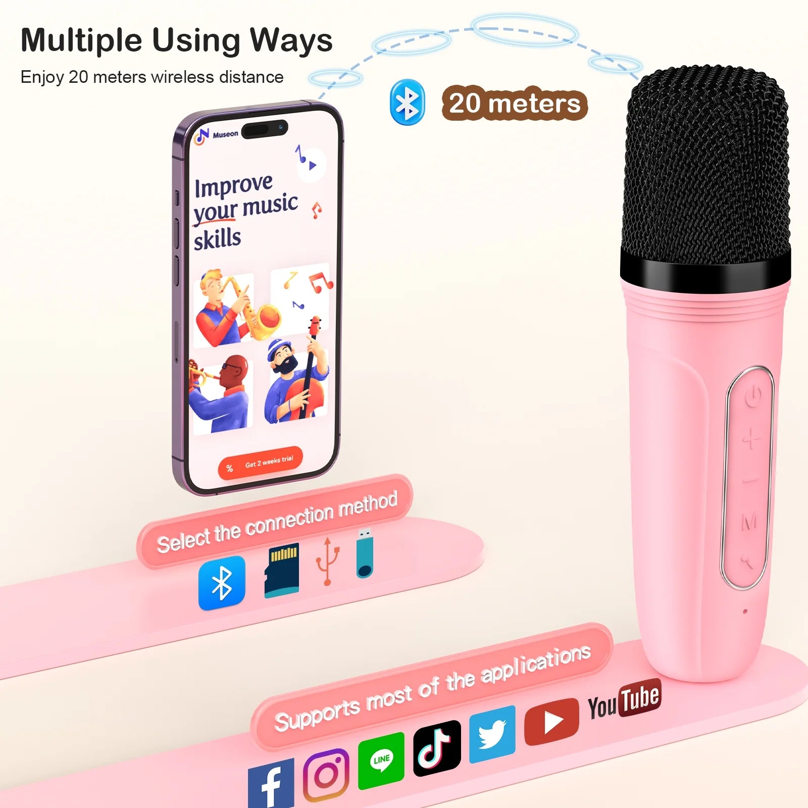Mini Karaoke Machine for Kids, Kids Bluetooth Speaker with 2 Microphones, Home Party Karaoke System with RGB Light, Mini Boombox for Birthday & Christmas Gifts, D22-T