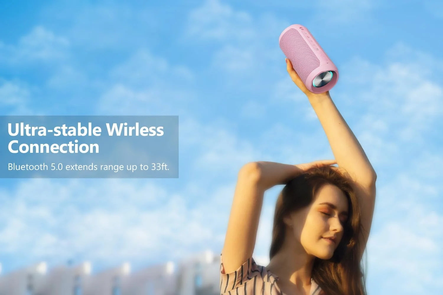 Bluetooth Portable Speaker, Waterproof, Pink, M6, New