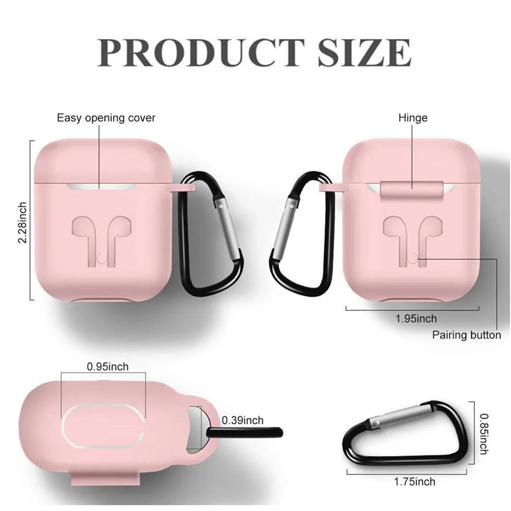 Baby Pink Airpods 1 & 2 (Gen 2) Case Full Protective Silicone Cover Skin Apple Airpods Charging Case with Keychain (Pink)