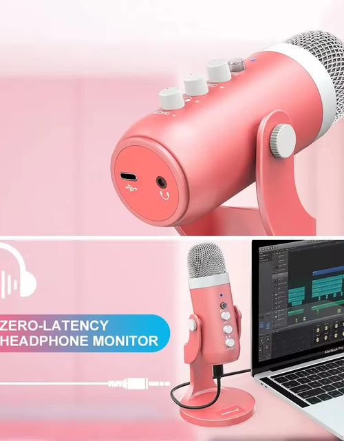 Load image into Gallery viewer, USB Condenser Microphone Pink Studio Recording Mic for PC Mac Computer Phone Gaming Streaming Podcasting Vocals Laptop Desktop
