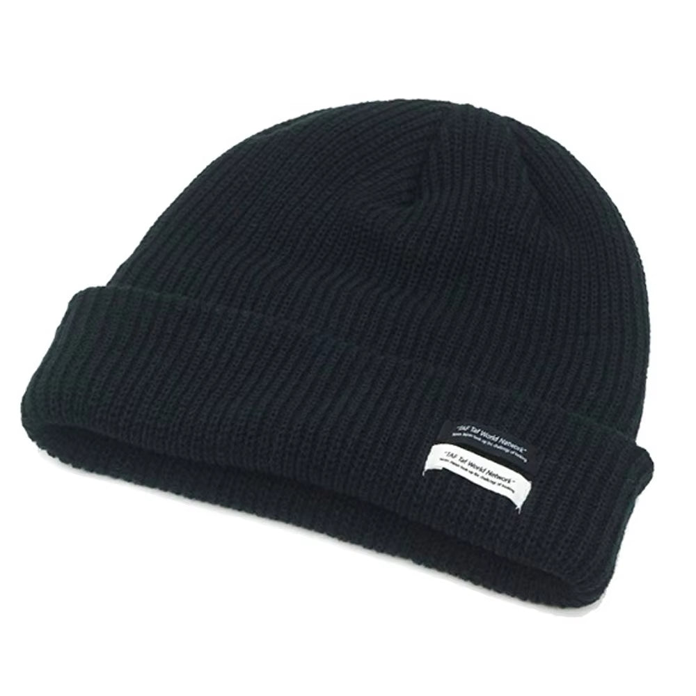 Autumn Winter Men'S Ribbed Knit Skull Cap Women Beanie Cuff Hat with Tag Toque Dark Grey Orange White Black Blue-Green Pink