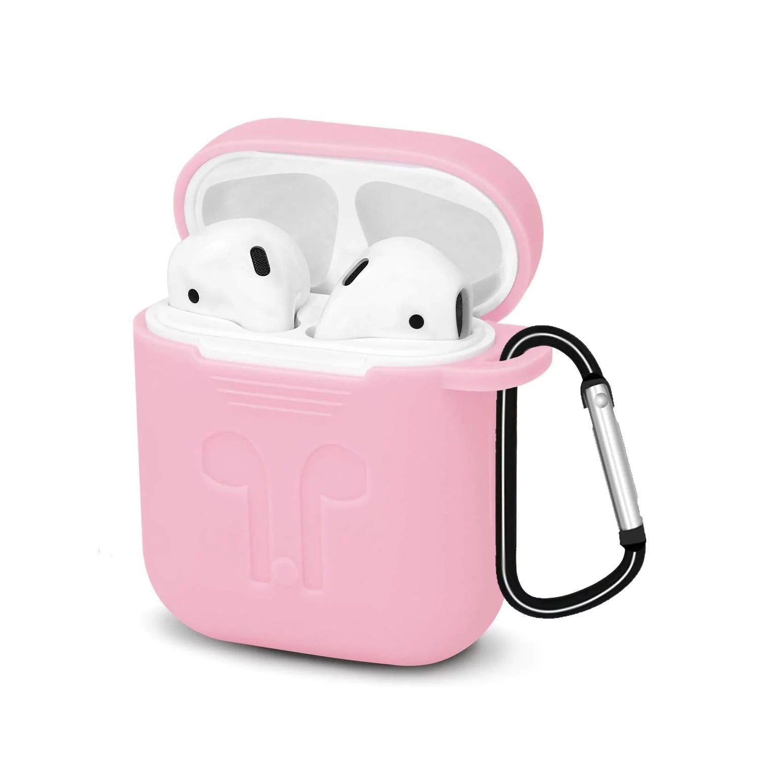 Baby Pink Airpods 1 & 2 (Gen 2) Case Full Protective Silicone Cover Skin Apple Airpods Charging Case with Keychain (Pink)