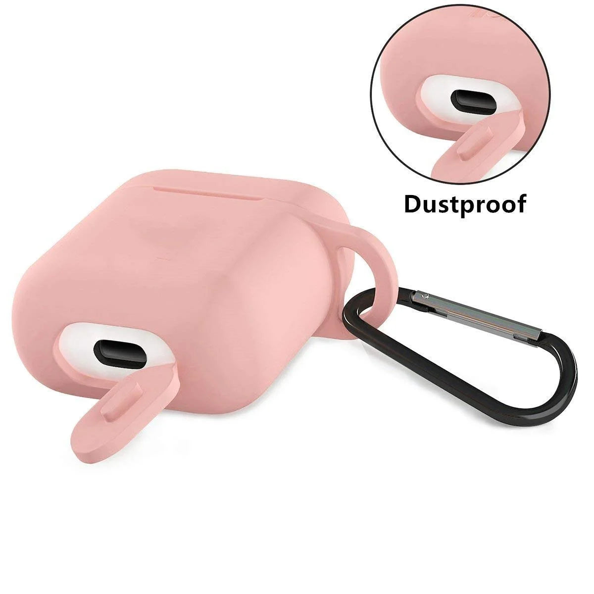 Baby Pink Airpods 1 & 2 (Gen 2) Case Full Protective Silicone Cover Skin Apple Airpods Charging Case with Keychain (Pink)