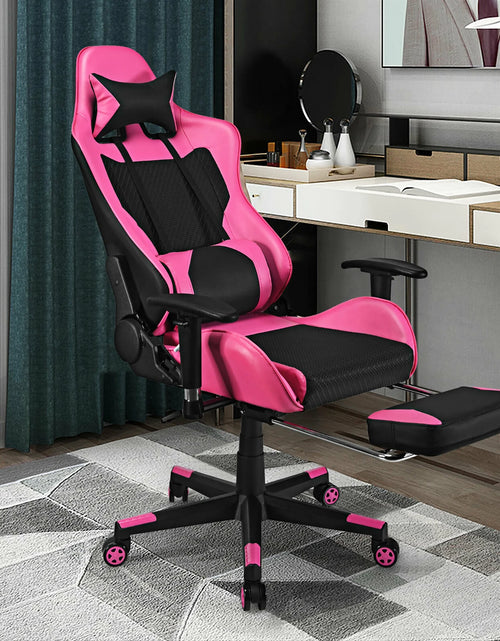 Load image into Gallery viewer, Massage Gaming Chair Reclining Racing Office Computer Chair with Footrest Pink
