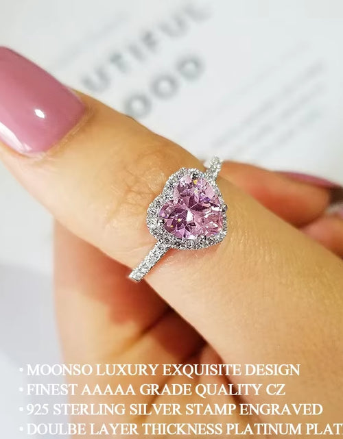 Load image into Gallery viewer, Pink Silver Color Cute Ring Finger Anel Aneis CZ Flower Ring for Women Jewelry Pure Wedding Engagement R1707-Pink
