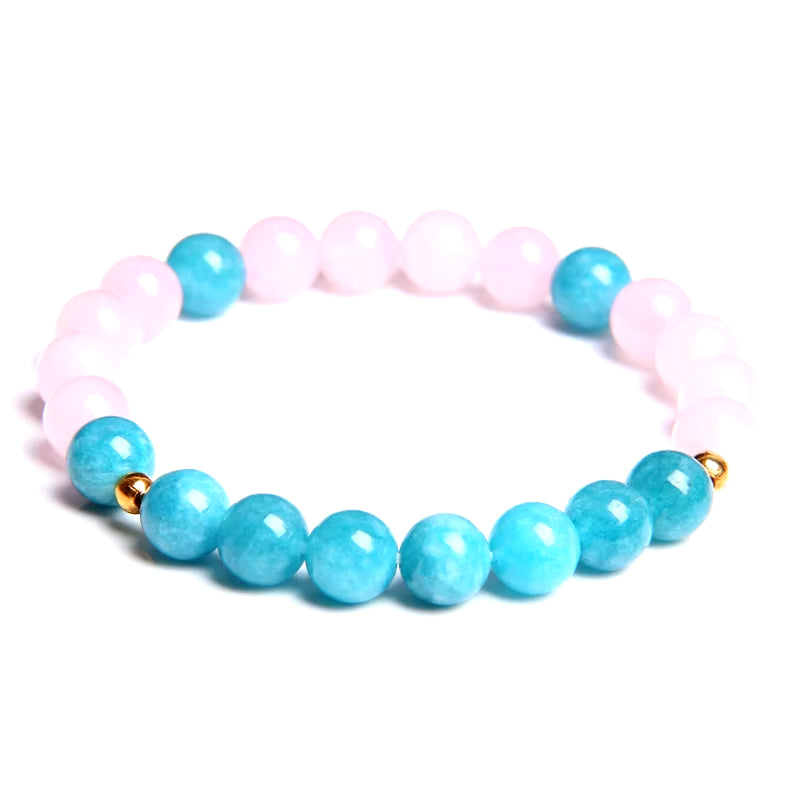 Women Girl Rose Pink Crystal Beads Bracelet for Ladies Natural Pink Rhodochrosite Rhodonite Stone Beads Bracelet Jewelry Gifts