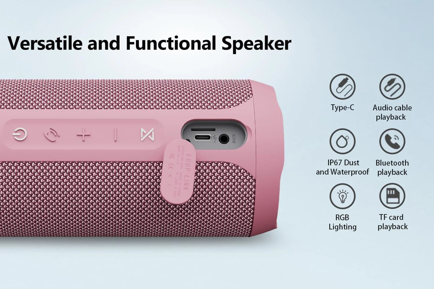Bluetooth Portable Speaker, Waterproof, Pink, M6, New