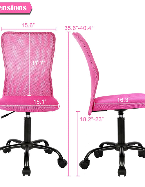 Load image into Gallery viewer, Pink Office Chair Adjustable Armless Mesh Computer Desk Chair with Lumbar Support, Ergonomic Mid Back Swivel Task Executive Chair, Pink
