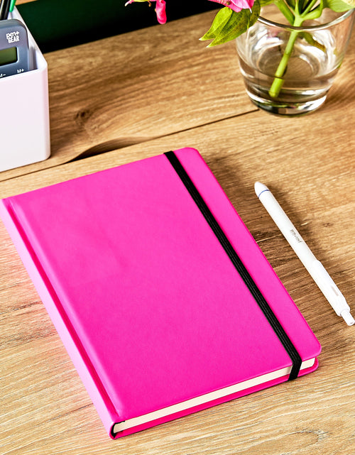 Load image into Gallery viewer, Neon Leatherette Journal, 160 Lined Paper Pages, Pink, All Ages
