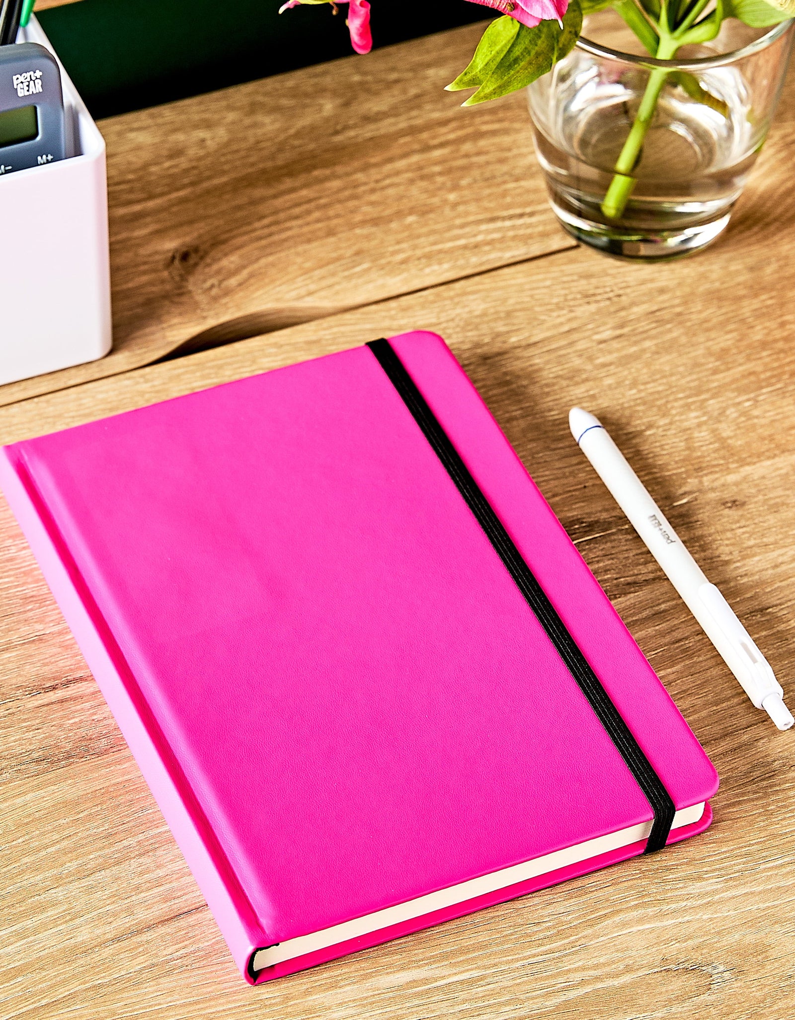Neon Leatherette Journal, 160 Lined Paper Pages, Pink, All Ages
