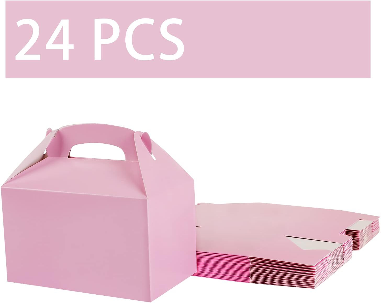 Pink Party Treat Box 24 Pcs Pink Candy Cake Gift DIY Bags Snack Goody Cardboard Box Perfect for Kids Girls Birthday Party Gift Giving Baby Shower Bridal Shower Wedding Supplies Decorations