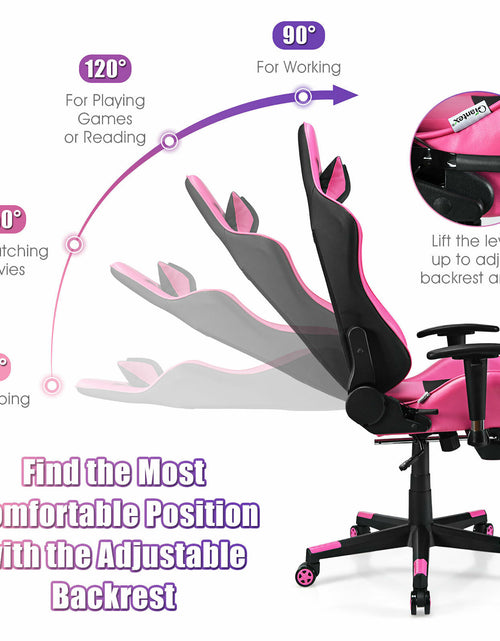 Load image into Gallery viewer, Massage Gaming Chair Reclining Racing Office Computer Chair with Footrest Pink
