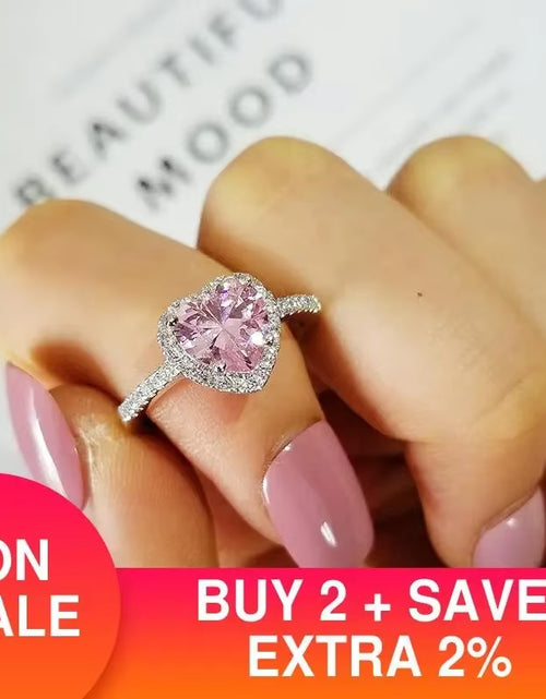 Load image into Gallery viewer, Pink Silver Color Cute Ring Finger Anel Aneis CZ Flower Ring for Women Jewelry Pure Wedding Engagement R1707-Pink
