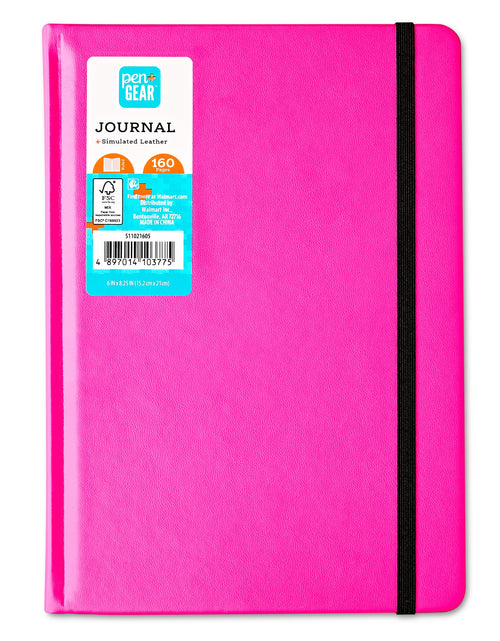 Load image into Gallery viewer, Neon Leatherette Journal, 160 Lined Paper Pages, Pink, All Ages
