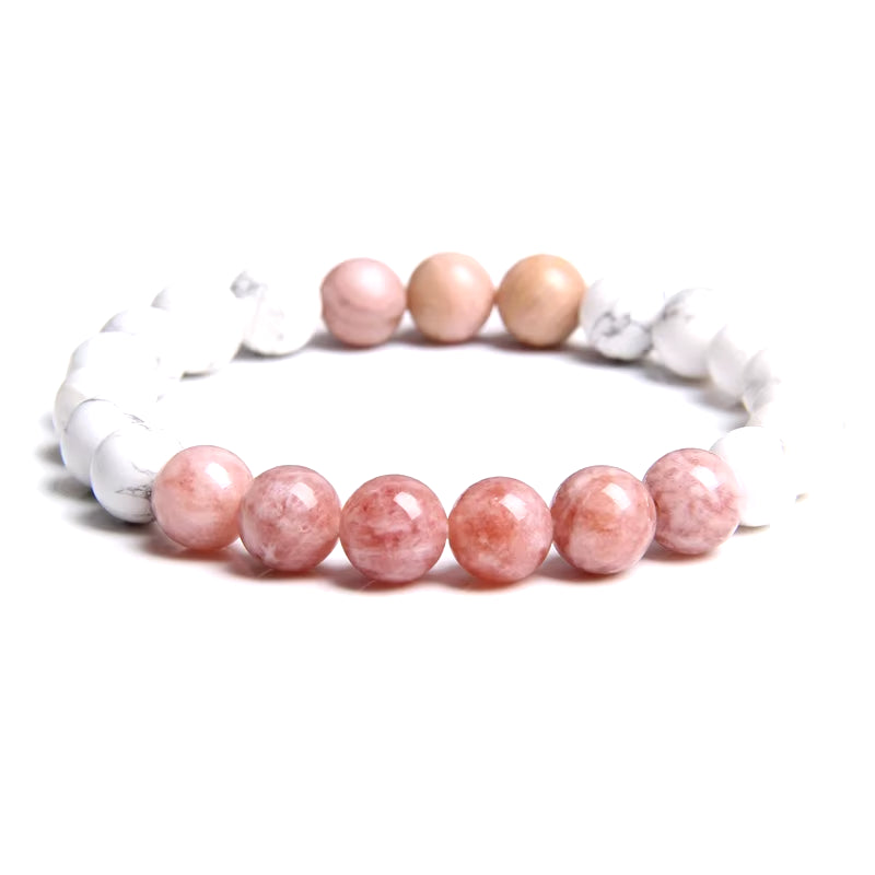 Women Girl Rose Pink Crystal Beads Bracelet for Ladies Natural Pink Rhodochrosite Rhodonite Stone Beads Bracelet Jewelry Gifts