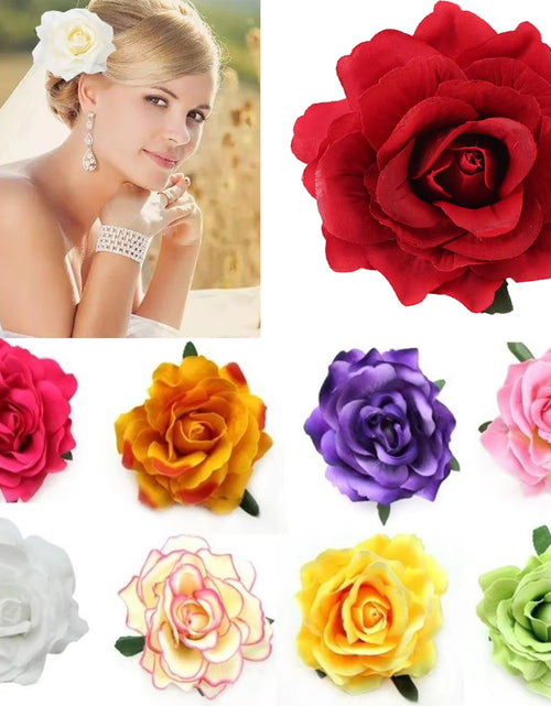 Load image into Gallery viewer, DIY Headdress Hair Accessories for Bridal Wedding Flocking Cloth Red Rose Flower Hairpin Hair Clip Wedding Party Accessories
