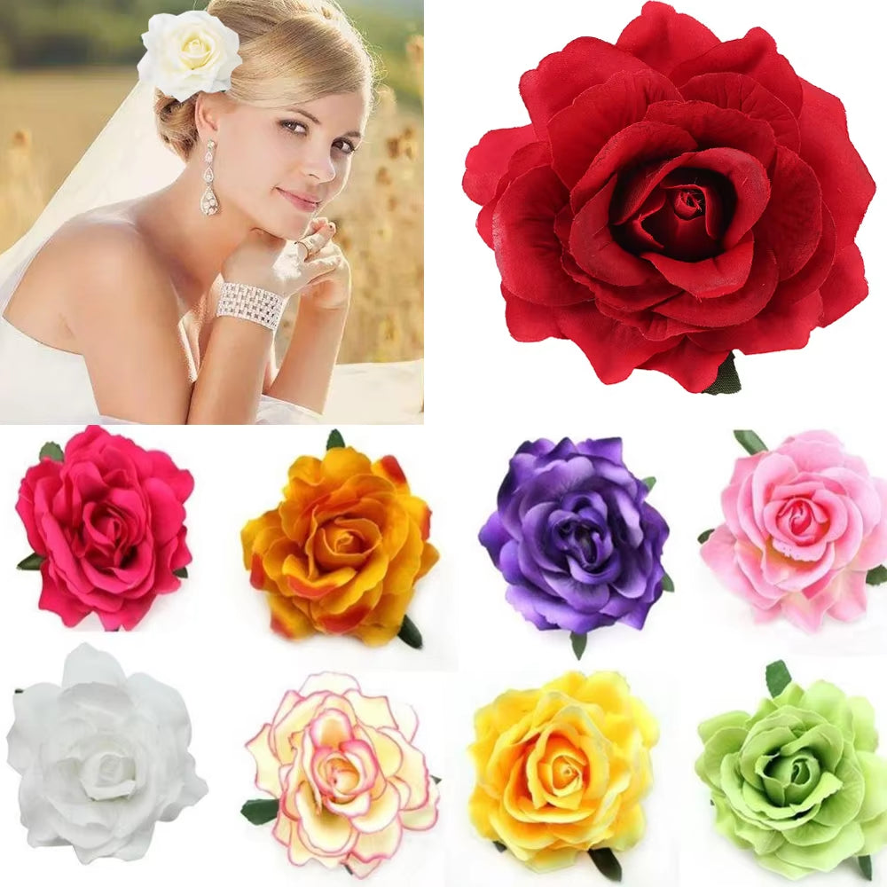 DIY Headdress Hair Accessories for Bridal Wedding Flocking Cloth Red Rose Flower Hairpin Hair Clip Wedding Party Accessories