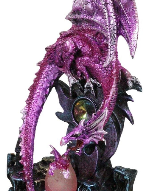 Load image into Gallery viewer, Pink Metallic Dragon Guarding Hatchling Drake Emerging from Acrylic LED Egg
