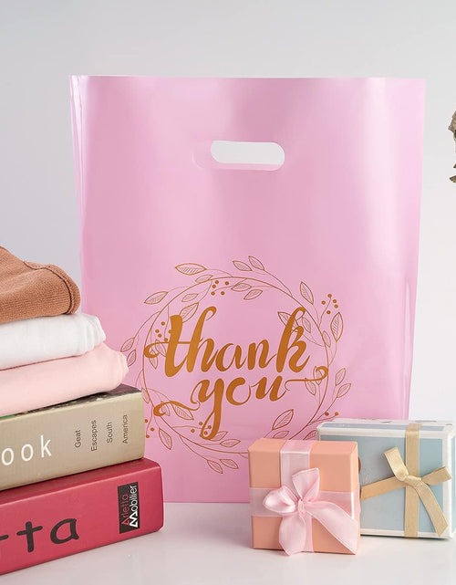Load image into Gallery viewer, 100 Pieces 12X15 Thank You Merchandise Bags Party Gift Bags Candy Bags for Boutique, Retail, Gift Bags, Clothes, Party Favors (Pink/Gold)
