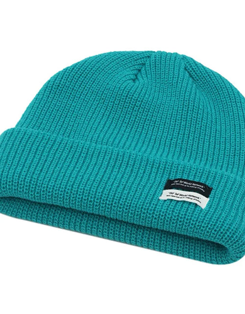Load image into Gallery viewer, Autumn Winter Men&#39;S Ribbed Knit Skull Cap Women Beanie Cuff Hat with Tag Toque Dark Grey Orange White Black Blue-Green Pink
