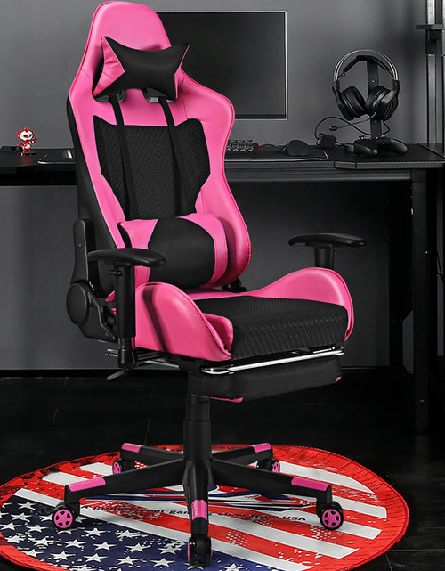 Load image into Gallery viewer, Massage Gaming Chair Reclining Racing Office Computer Chair with Footrest Pink
