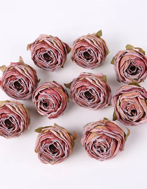 Load image into Gallery viewer, 5PCS Artificial Silk Rose Flowers Head Burnt Edge Rose Fake Flower DIY Wedding Decorations Home Crafts Scrapbook Accessories
