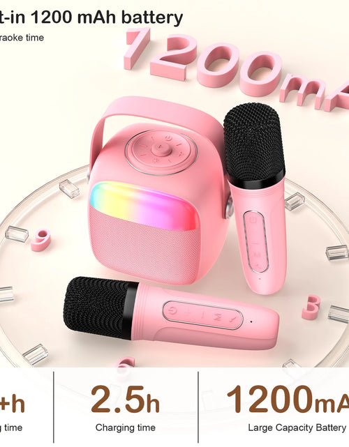 Load image into Gallery viewer, Mini Karaoke Machine for Kids, Kids Bluetooth Speaker with 2 Microphones, Home Party Karaoke System with RGB Light, Mini Boombox for Birthday &amp; Christmas Gifts, D22-T
