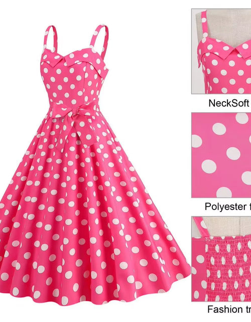 Load image into Gallery viewer, Elegant Pink Summer Plaid Dress Movie Barbi Pink Dress for Women Princess Robbie Lace-Up Dresses
