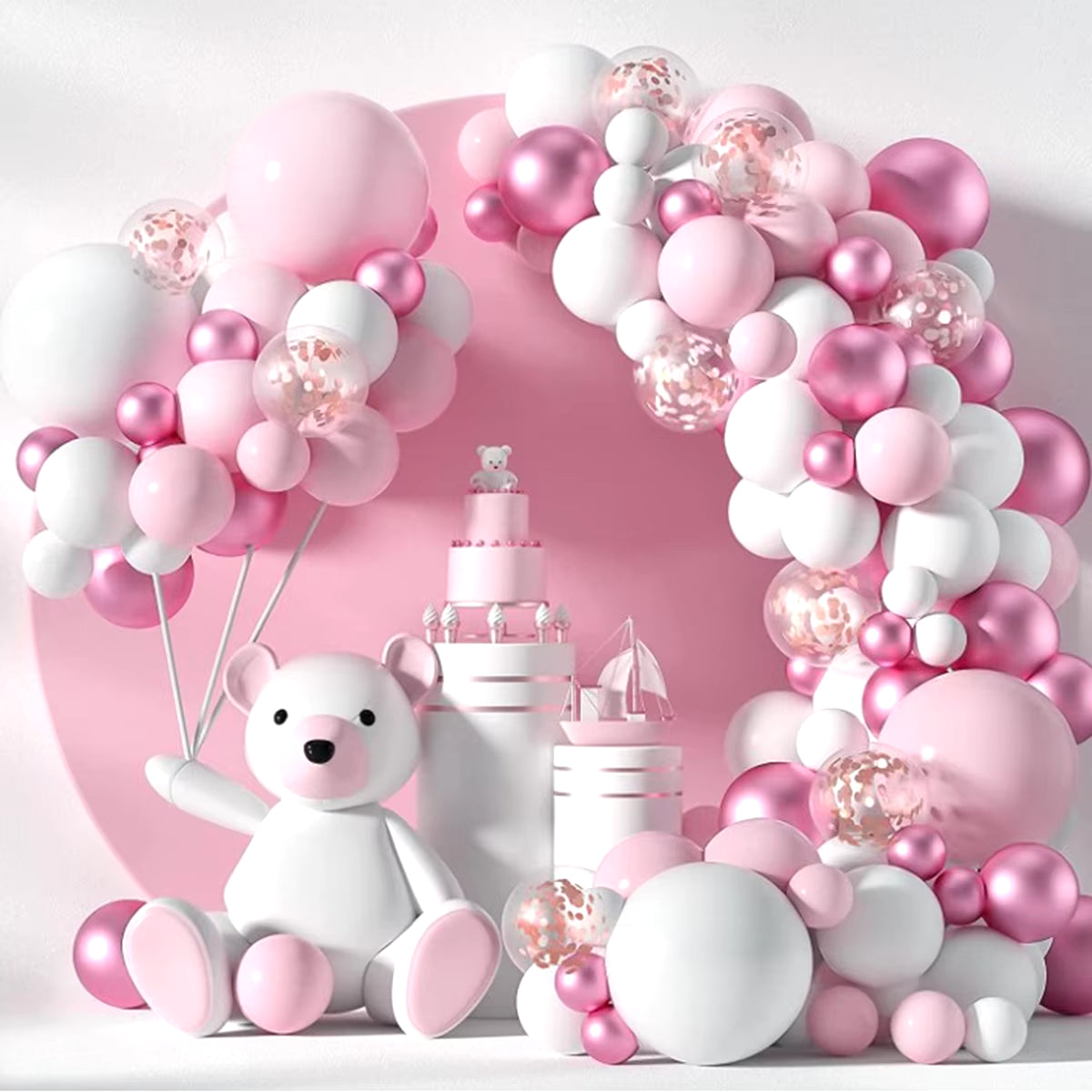 Pink Balloon Garland Arch Kit Wedding Birthday Party Decoration Baby Shower Girl Confetti Latex Pink Balloon Birthday Decor