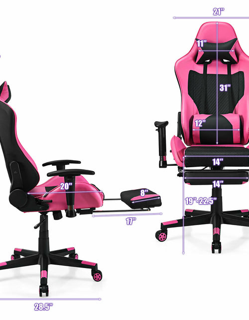 Load image into Gallery viewer, Massage Gaming Chair Reclining Racing Office Computer Chair with Footrest Pink
