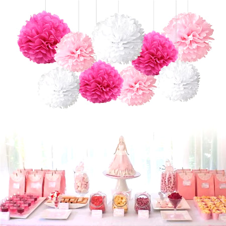9Pcs/Set Tissue Paper Pompoms Happy Birthday Decoration Paper Pom Poms Balls Flowers Home Decor for Wedding Party Supplies