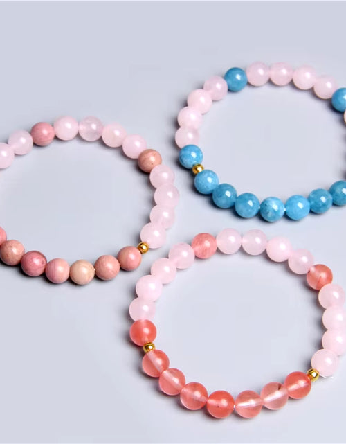 Load image into Gallery viewer, Women Girl Rose Pink Crystal Beads Bracelet for Ladies Natural Pink Rhodochrosite Rhodonite Stone Beads Bracelet Jewelry Gifts
