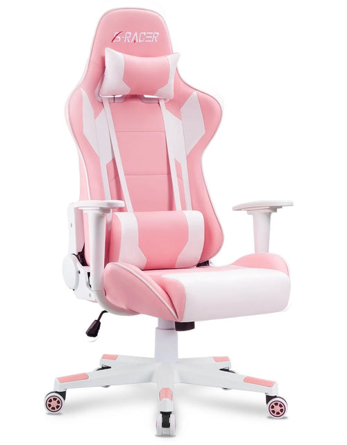 Load image into Gallery viewer, Homall Ergonomic Faux Leather Adjustable Swivel Office Gaming Chair Pink
