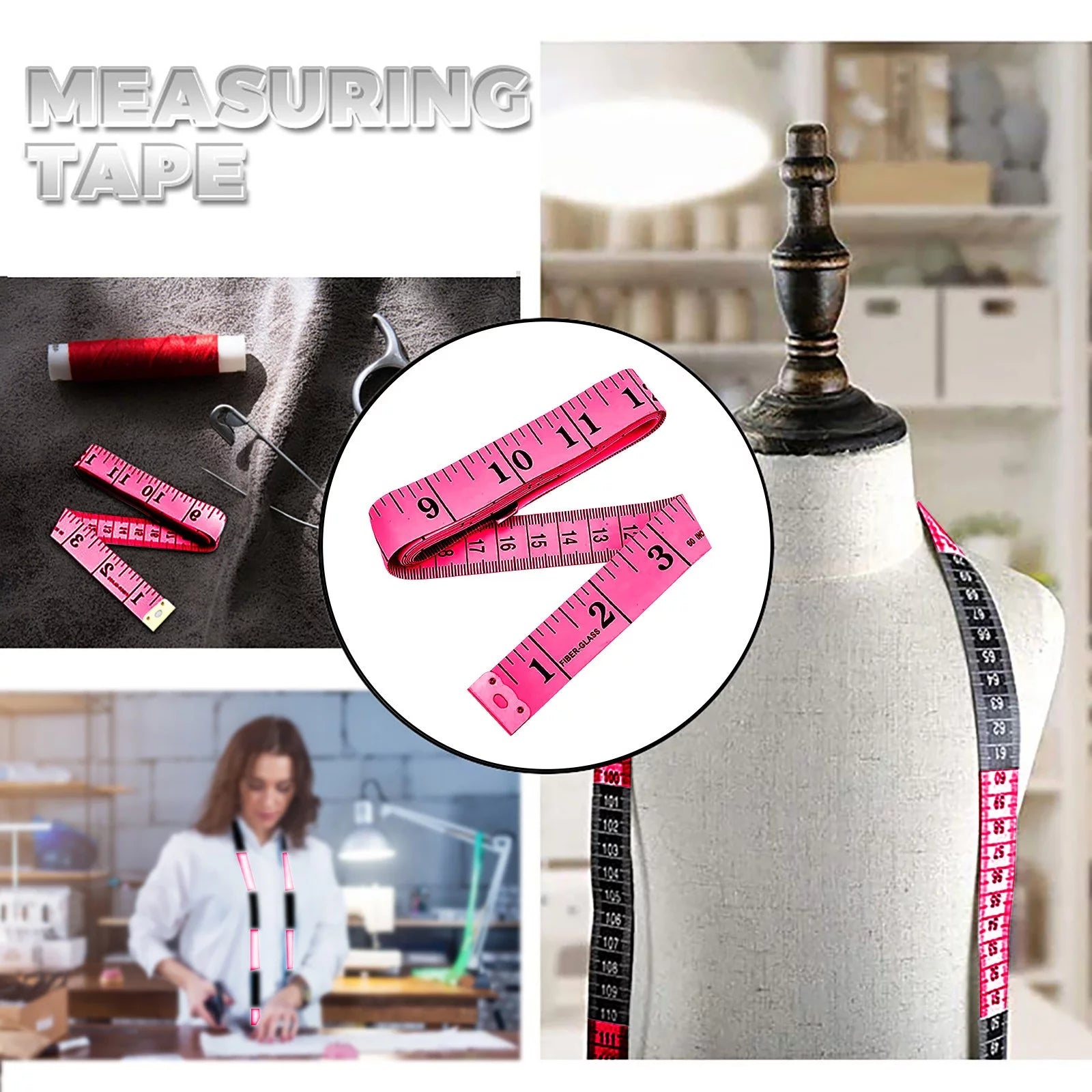 Measuring Clearance Measuring Tape for Body Fabric Sewing Tailor Cloth Knitting Home Craft Measureme Tools Pink