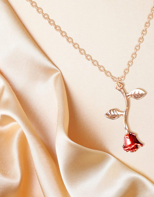 Load image into Gallery viewer, Gold Rose Pendant Necklace for Women - Aesthetic, Preppy Jewelry for Teen Girls and Women - Dainty Gold Necklace for Women - Gold Necklace for Women Trendy - 14K Gold Necklace for Women
