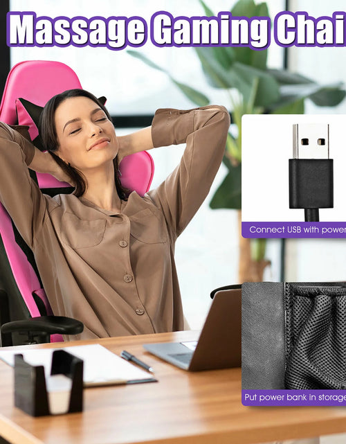 Load image into Gallery viewer, Massage Gaming Chair Reclining Racing Office Computer Chair with Footrest Pink
