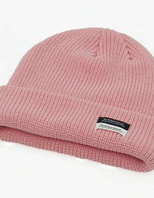 Load image into Gallery viewer, Autumn Winter Men&#39;S Ribbed Knit Skull Cap Women Beanie Cuff Hat with Tag Toque Dark Grey Orange White Black Blue-Green Pink
