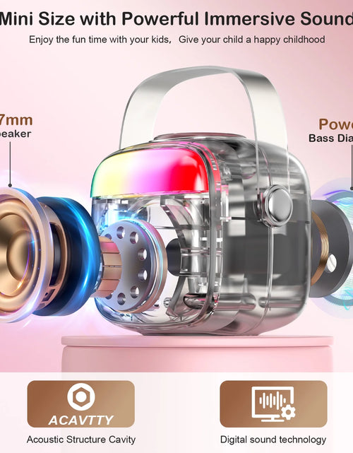 Load image into Gallery viewer, Mini Karaoke Machine for Kids, Kids Bluetooth Speaker with 2 Microphones, Home Party Karaoke System with RGB Light, Mini Boombox for Birthday &amp; Christmas Gifts, D22-T
