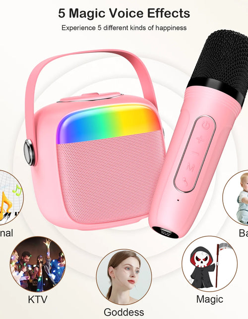 Load image into Gallery viewer, Mini Karaoke Machine for Kids, Kids Bluetooth Speaker with 2 Microphones, Home Party Karaoke System with RGB Light, Mini Boombox for Birthday &amp; Christmas Gifts, D22-T
