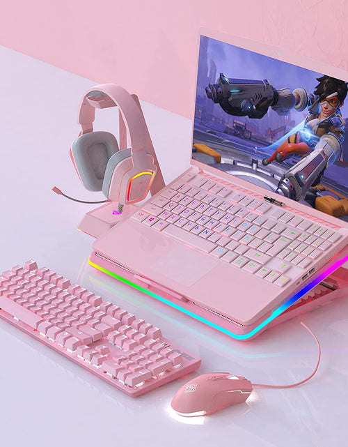 Load image into Gallery viewer, AJ52 RGB Wired Gaming Mouse, 7 Programmable Buttons, Computer Mice with RGB Lighting, 200-4800 DPI Adjustable, for Pc/Laptop (Pink)
