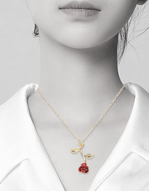 Load image into Gallery viewer, Gold Rose Pendant Necklace for Women - Aesthetic, Preppy Jewelry for Teen Girls and Women - Dainty Gold Necklace for Women - Gold Necklace for Women Trendy - 14K Gold Necklace for Women
